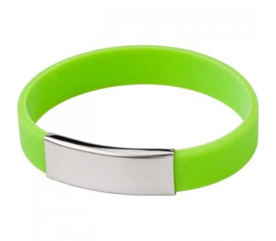 Bratara din Silicon cu Placa Metalica, Verde