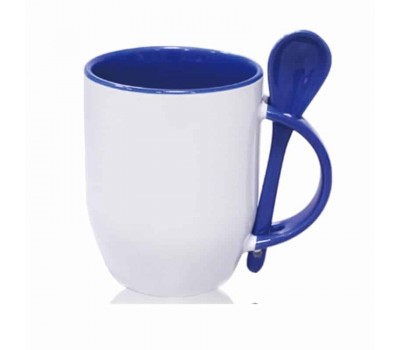 12oz Cana cu Lingura de Sublimare, Interior si Miner Albastru (350 ml) 12oz Cana cu Lingura de Sublimare, Interior si Miner Albastru (350 ml)