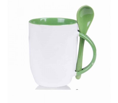 12oz Cana cu Lingura de Sublimare, Interior si Miner Verde Deschis (350 ml) 12oz Cana cu Lingura de Sublimare, Interior si Miner Verde Deschis (350 ml)