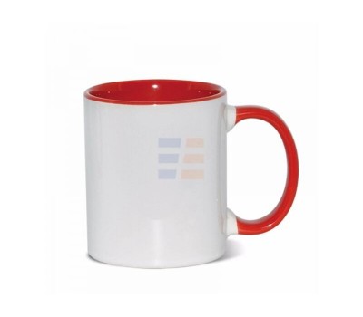 11oz Cana din Ceramica, Interior si Miner Rosu (320 ml)