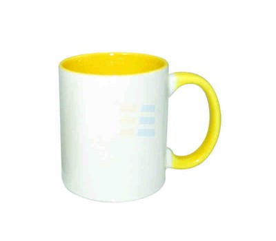 11oz Cana din Ceramica, Interior si Miner Galben (320 ml)