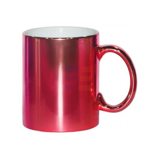 11oz Cana de Sublimare, Oglinda Metalica, Rosie (320 ml)