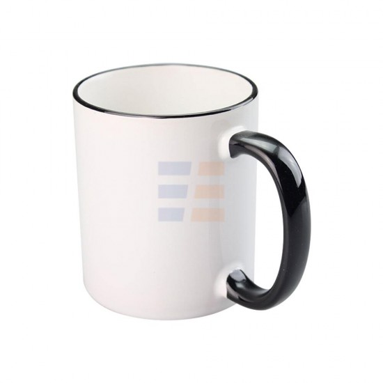 11oz Sublimation Black Rim And Handle Ceramic Coffee Mug (320 ml)