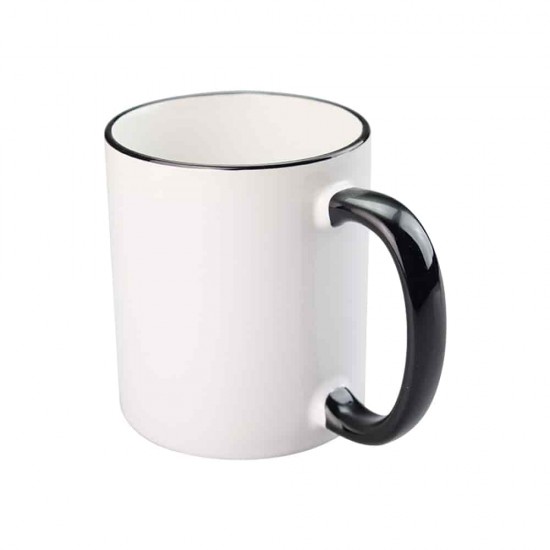 11oz Sublimation Black Rim And Handle Ceramic Coffee Mug (320 ml)