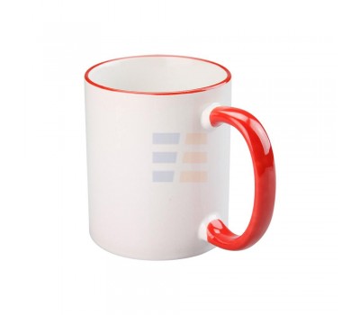 11oz Cana din Ceramica de Sublimare, Margine si Miner Rosu (320 ml)