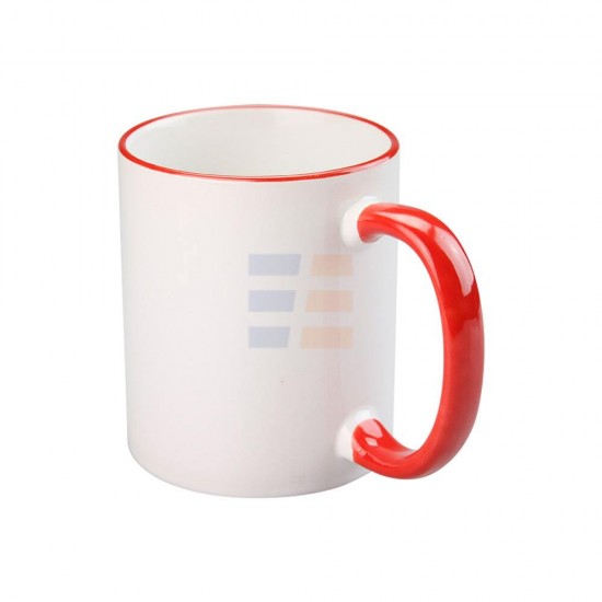 11oz Cana din Ceramica de Sublimare, Margine si Miner Rosu (320 ml)