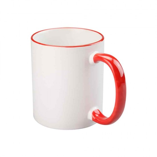 11oz Cana din Ceramica de Sublimare, Margine si Miner Rosu (320 ml)