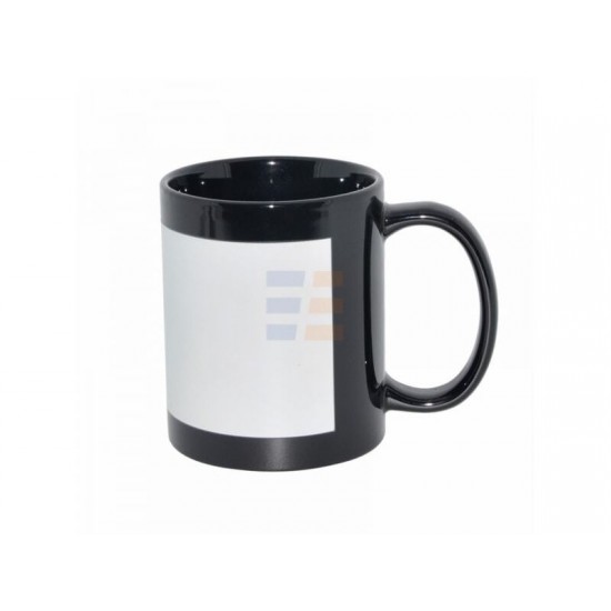 11oz Cana Neagra din Ceramica de Sublimare cu Chenar p-u Imprimare (320 ml)