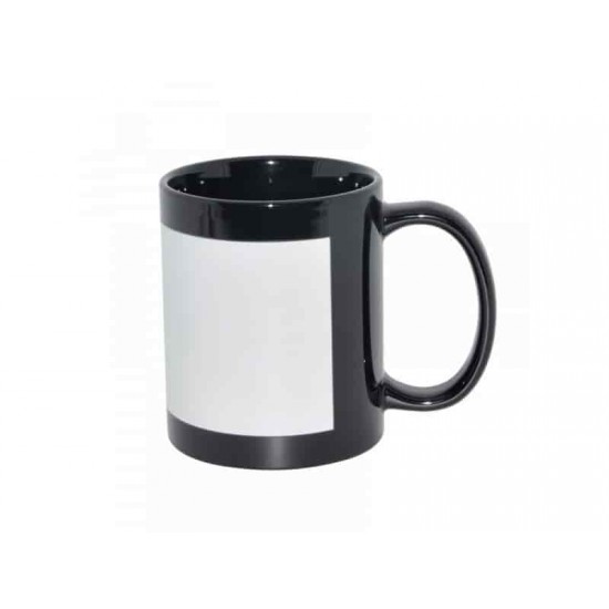 11oz Cana Neagra din Ceramica de Sublimare cu Chenar p-u Imprimare (320 ml)