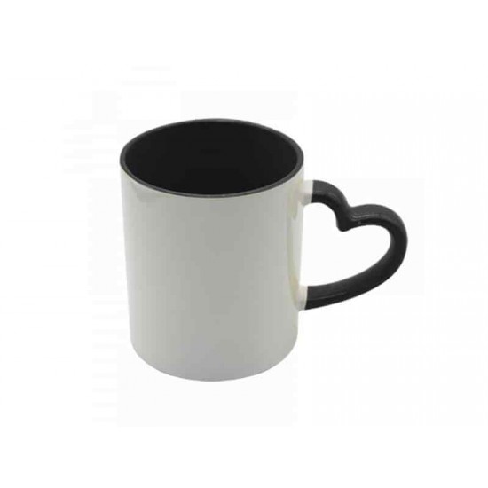 11oz Cana de Sublimare in ambalaj ind., Miner Inima, Neagra (320 ml)