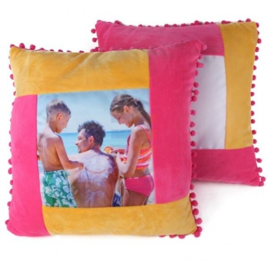Sublimation Square Pink / Yellow Pillowcase, 40x40 cm