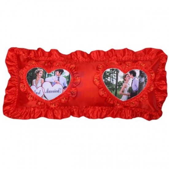 Fata de Perna de Sublimare, Rosu, Doua Inimi, 108x52 cm Fata de Perna de Sublimare, Rosu, Doua Inimi, 108x52 cm