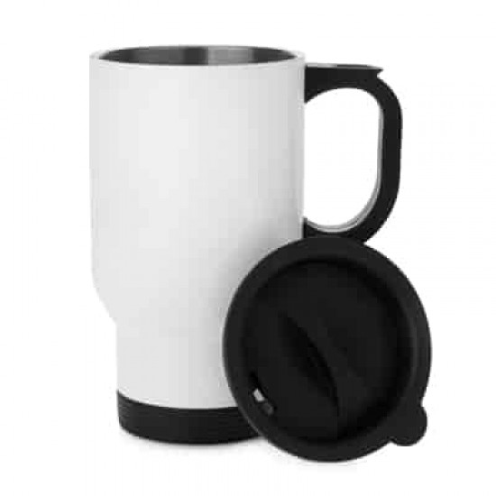 14oz Cana Auto de Calatorie de Sublimare, Alba (415 ml)